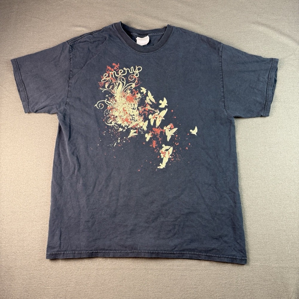 Emery Band Y2K Graphic T-Shirt Mens Large Black Hanes Heavyweight